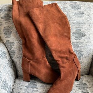 Aquatalia Tall Suede Over-the-Knee Boots - Rust